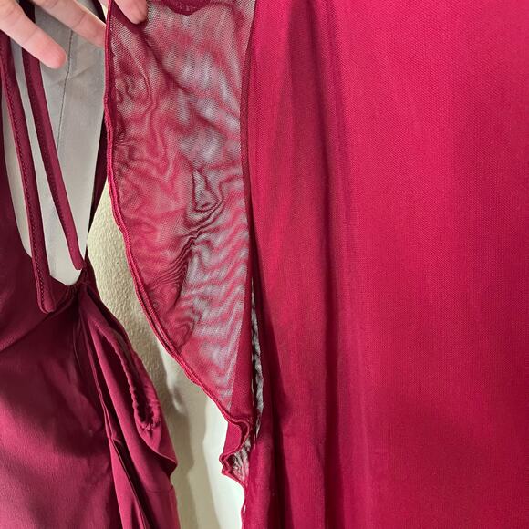 NWT CIDER Midi Skirt XS Cascading Ruffle Mesh Maxi Elastic Waist Pull On Red - Picture 8 of 10